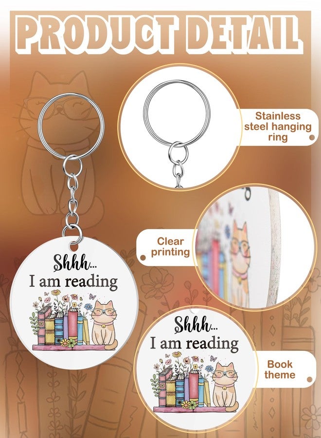 DoubleFill 24 Pcs Christmas Book Lover Gifts Book Club Acrylic Keychains for Books Lovers Librarian Bookish Group Club Gifts(Floral) - Image 4